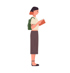 Standing Student Girl Reading