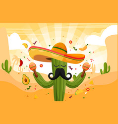 Flat Cinco De Mayo Background Cactus