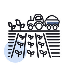 Tractor On Field Harvest Seedling Isolated Icon