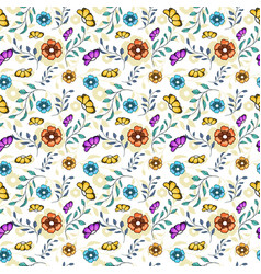 Colorful Seamless Pattern Background With Flowers