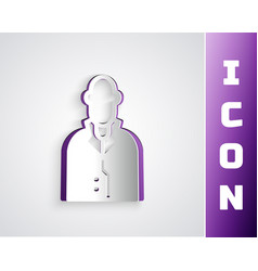 Paper Cut Realtor Icon Isolated On Grey Background