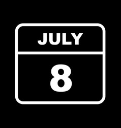 July 8th Date On A Single Day Calendar