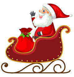 Santa Claus With Present On Sleigh