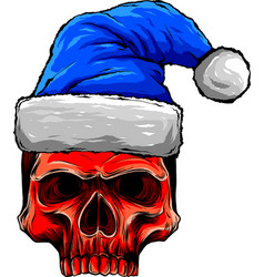 Cartoon Skull With Christmas Hat