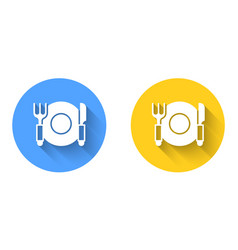 White Plate Fork And Knife Icon Isolated With