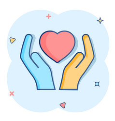 Heart Care Icon In Comic Style Charity Cartoon