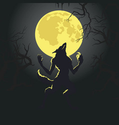 Werewolf Silhouette On Full Moon Background