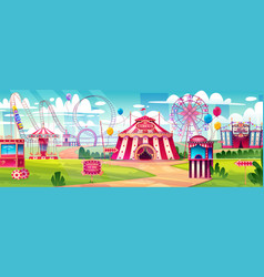 Amusement Park Carnival Funfair With Circus Tent