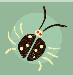 Cartoon Beetle In Vintage Grunge Style