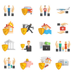 Insurance Multicolored Flat Icon Set