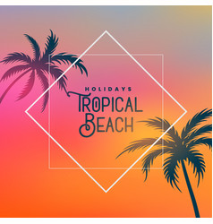 Tropical Beach Background With Palm Trees