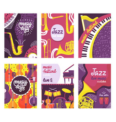 Music Festival Posters With Instruments Jazz