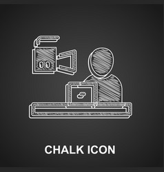 Chalk Breaking News Icon Isolated On Black