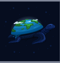 Planet Earth On Turtle Back Swim Space