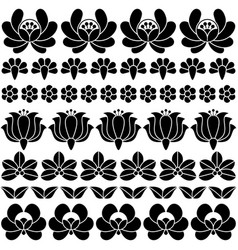 Seamless Hungarian Black Folk Art Pattern - Floral