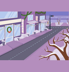 Winter City Street Flat Color