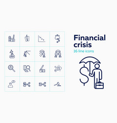 Financial Crisis Line Icon Set