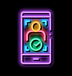 Phone Person Verification Neon Glow Icon