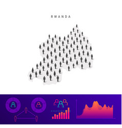 Rwanda People Map Detailed Silhouette Mixed Crowd