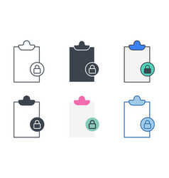 Document With Lock Icon Collection With Different