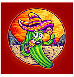 Funny Cactus Cinco De Mayo Mexican Cartoon