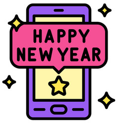 Happy New Year Text On Mobile Phone Icon New Year