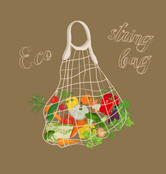 Reusable Bag String Bag With Vegetables Eco