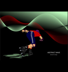 Roller Skater Silhouette On A Wave Background 3d