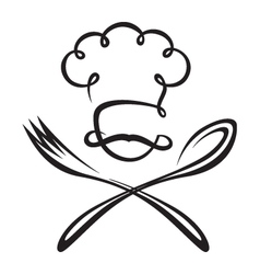 Spoon fork and chef hat Royalty Free Vector Image