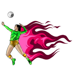 Abstract Female Volleyball Player Fire Power