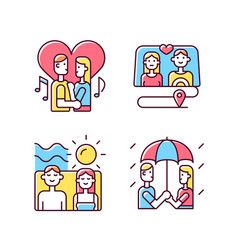 Couple Quality Time Rgb Color Icons Set