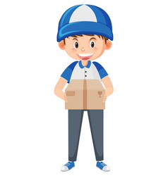 Courier Man Carrying Carton Box Cartoon