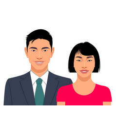 Cute Smiling Asian Men And Woman