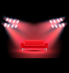 Red Sofa And Spotlight On Stage