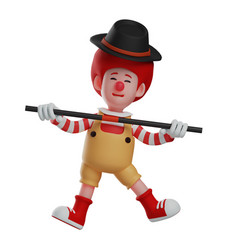 3d Clown Boy Character With Stick And Hat