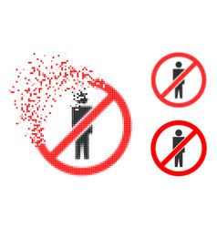 Disintegrating Pixel Stop Man Icon With Halftone