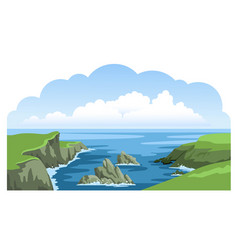 Irish Green Rocky Coastline Seascape Panoramic