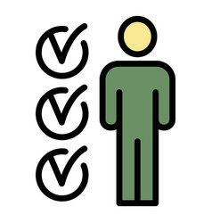 Man Checklist Data Icon Color Outline