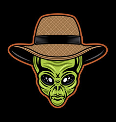 Alien Head In Straw Farmer Hat Colorful