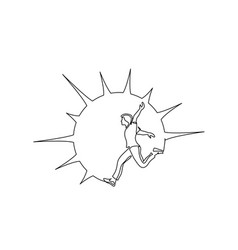 Happy Running And Jumping Man Inside Sun Shape One