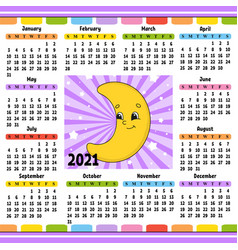 Calendar For 2021 With A Cute Character Cute