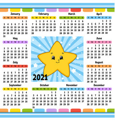 Calendar For 2021 With A Cute Character Cartoon