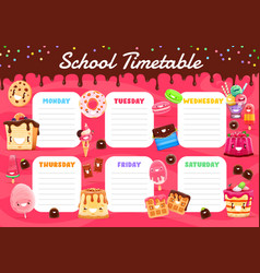 Timetable Schedule Cartoon Ice Cream And Sweets