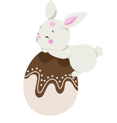 Cute Bunny With Chocolate Easter Egg