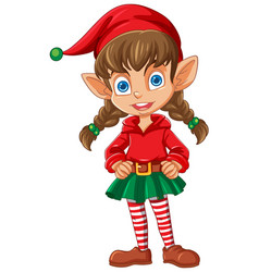 Cartoon Elf Dressed In Traditional Holiday Colors