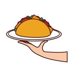 Hand Holding Taco Mexican Fast Food Menu