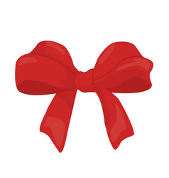 Red Bow Made Of Satin Ribbon