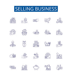 Selling Business Line Icons Signs Set Design