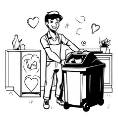 A Young Man With Trash Can And Heart