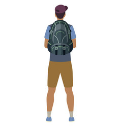 Boy With Backpack Rear View School Teen Character